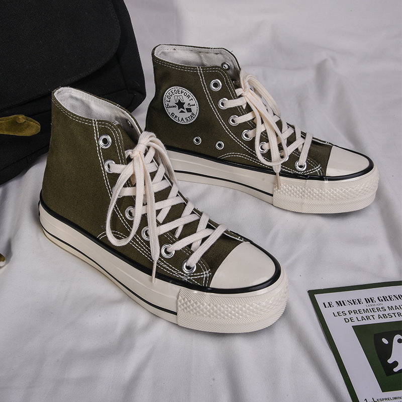 Glamorous Women's Star Platform Hight Increasing Canvas Shoes Newgew