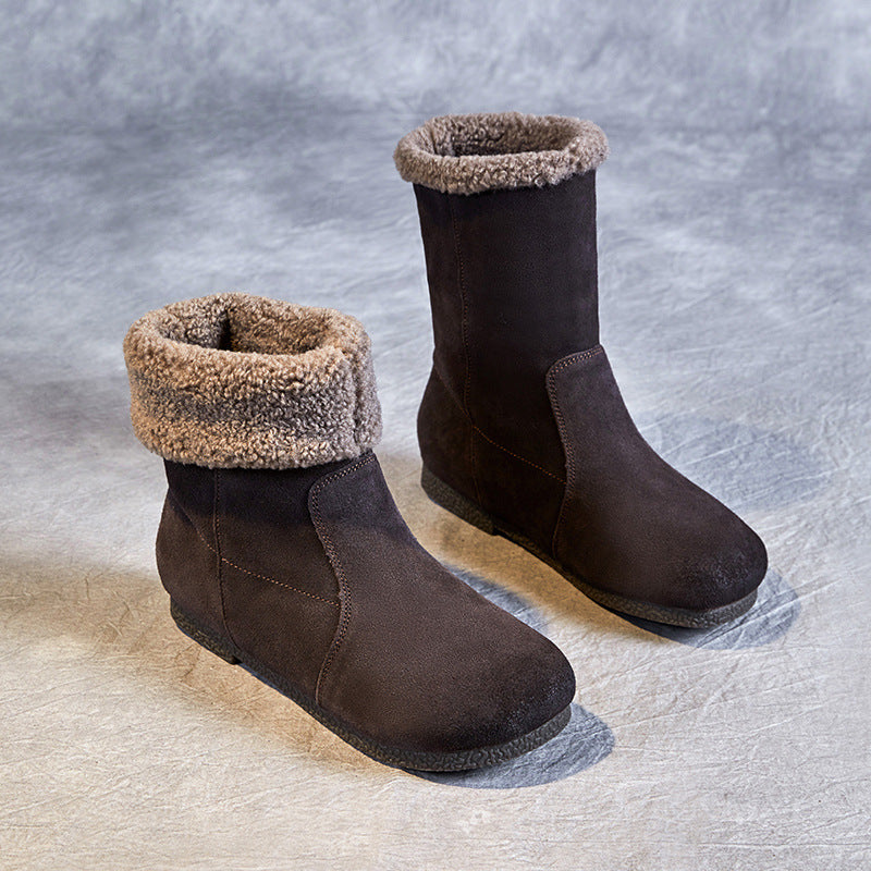 Women Minimalist Soft Suede Flat Snow Boots Newgew Shoes