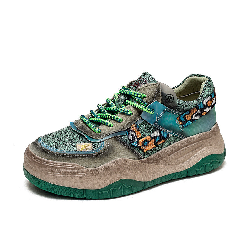 Women Fashion Patchwork Leather Stylish Casual Shoes Newgew Shoes