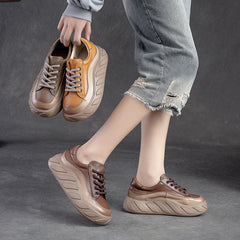 Women Minimalist Leather Comfort Thick Soled Casual Shoes Newgew Shoes