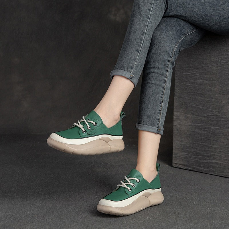 Women Casual Fashion Soft Leather Thick Soled Shoes Newgew Shoes