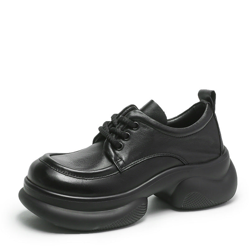 Women Retro Thick Soled Leather Casual Shoes Newgew Shoes