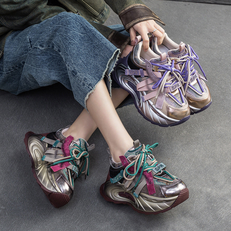 Women Fashion Patchwork Chunky Platform Dad Shoes Newgew Shoes