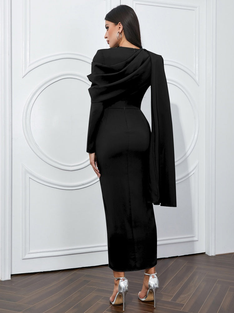 Asymmetric Long Sleeve Belted Dress Newgew Dresses