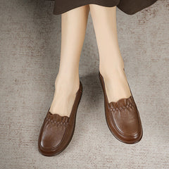 Women Retro Leather Soft Antislip Casual Shoes Newgew Shoes
