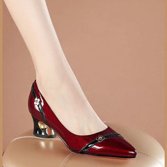 Women's Summer Pumps Spring Pointed Toe Mid Canvas Shoes Newgew