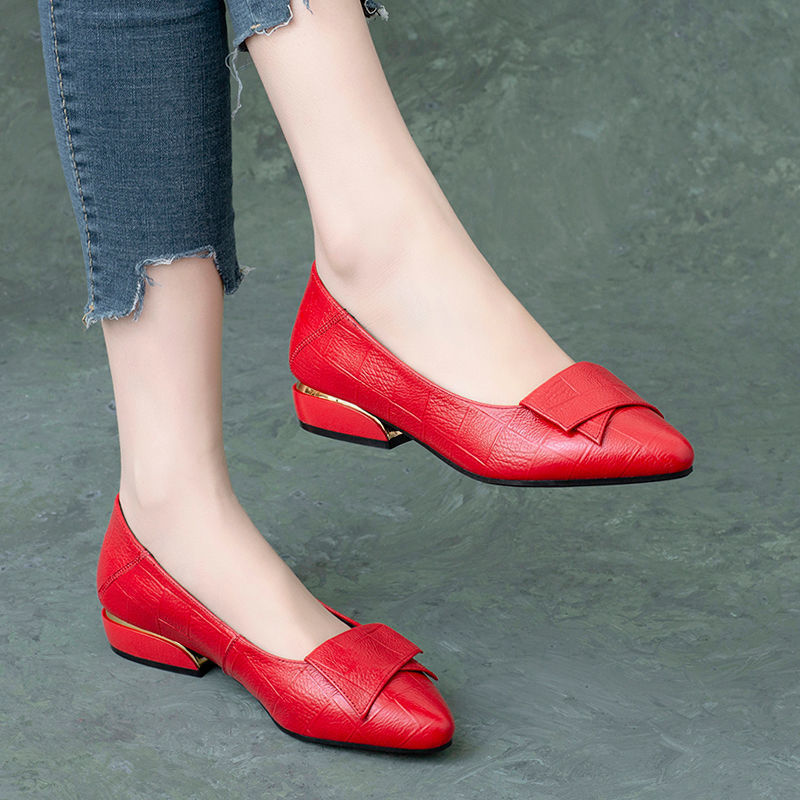 Women's Low-cut Chunky Pointed Soft Bottom Wild Heels Newgew