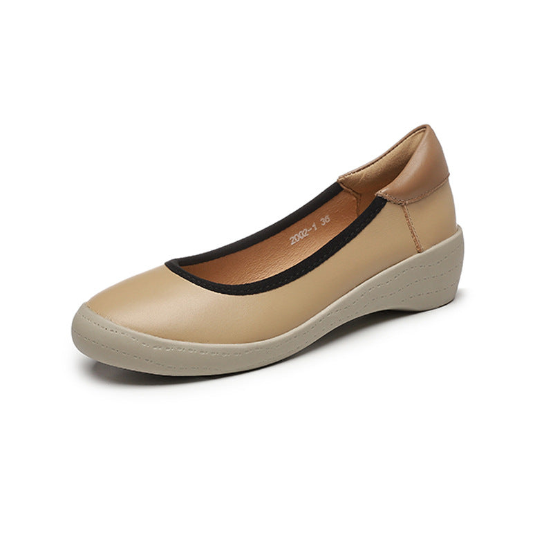 Women Retro Soft Leather Wedge Casual Shoes Newgew Shoes