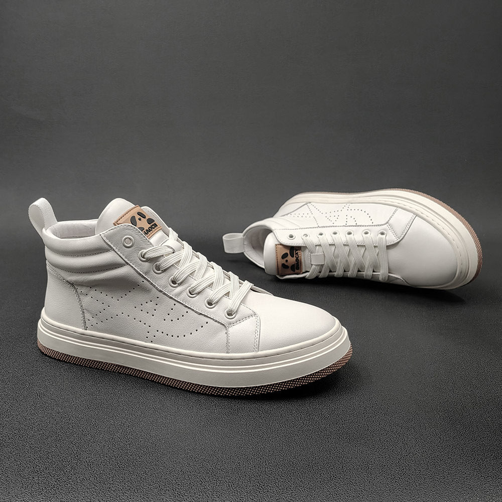 Men Fashion Breathable Leather Casual High Top Shoes Newgew Shoes