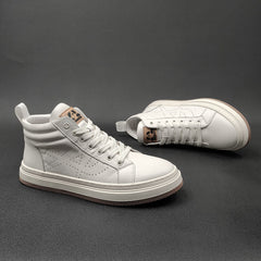 Men Fashion Breathable Leather Casual High Top Shoes Newgew Shoes