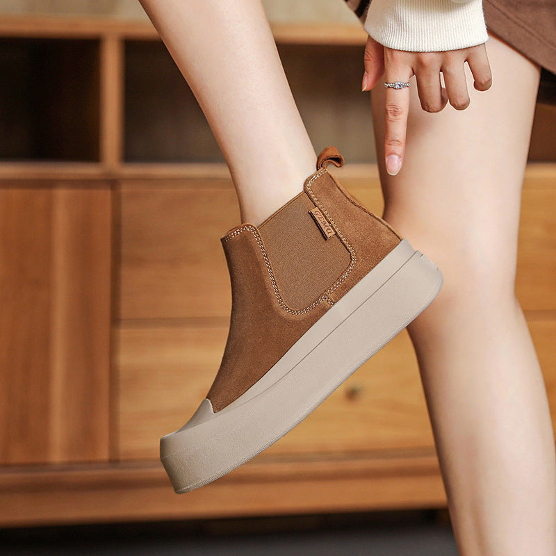 Women Retro Casual Leather Flat Ankle Boots Newgew Shoes