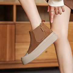 Women Retro Casual Leather Flat Ankle Boots Newgew Shoes