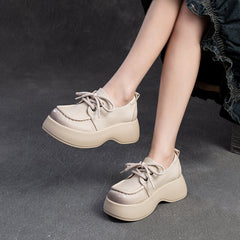Women Minimalist Soft Leather Thick Soled Casual Shoes Newgew Shoes