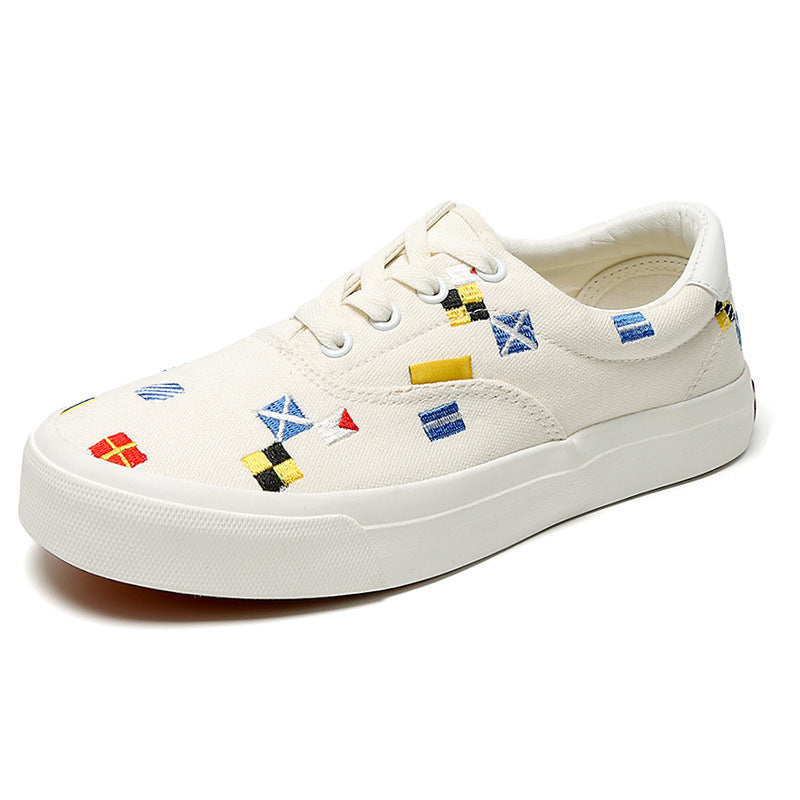 Elegant Attractive Embroidered Couple Design Board Canvas Shoes Newgew
