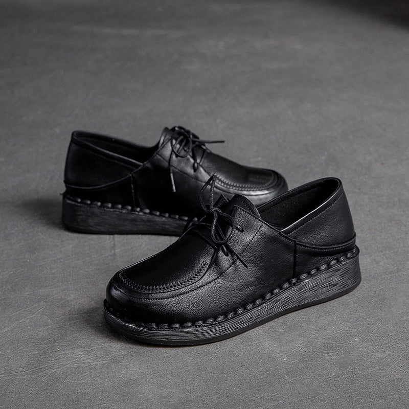 Women Soft Leather Retro Solid Casual Shoes Newgew Shoes