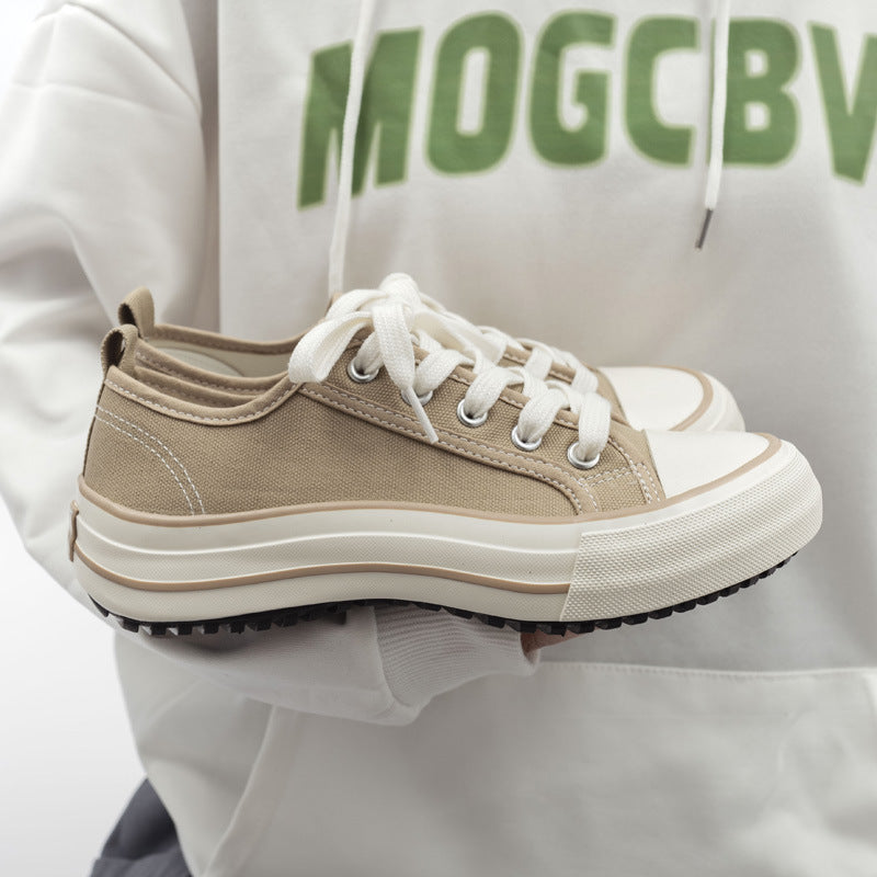 Women's Fashionable Spring Versatile Korean Style Platform Canvas Shoes Newgew