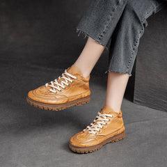 Women Retro Patchwork Soft Leather Casual Shoes Newgew Shoes