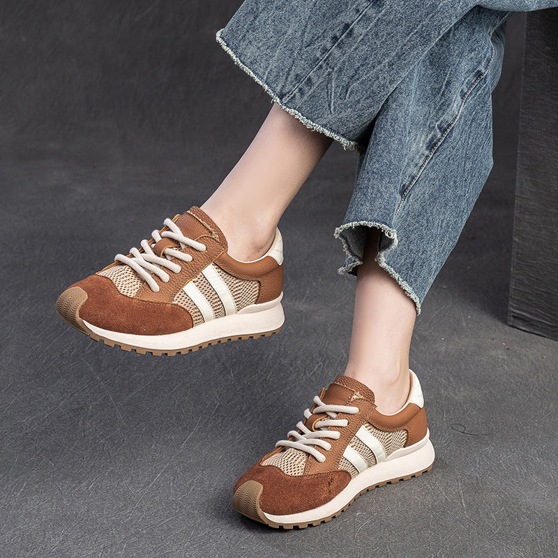 Women Fashion Leather Breathable Mesh Casual Shoes Newgew Shoes