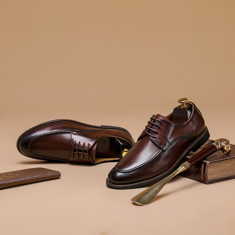 Men Retro Classic Cowhide Casual Oxford Shoes Newgew Shoes