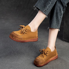Women Retro Leather Flat Soft Casual Shoes Newgew Shoes