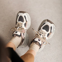 Women Retro Patchwork Chunky Platform Dad Shoes Newgew Shoes