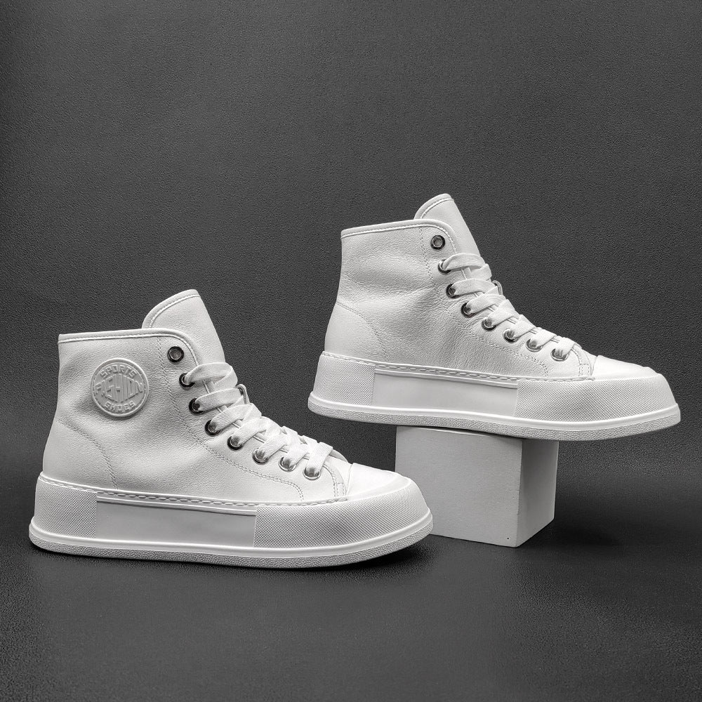 Men Minimalist Leather High Top Flat Casual Shoes Newgew Shoes