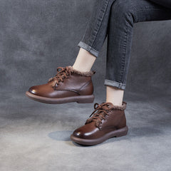 Women Retro Minimalist Furred Winter Casual Shoes Newgew Shoes