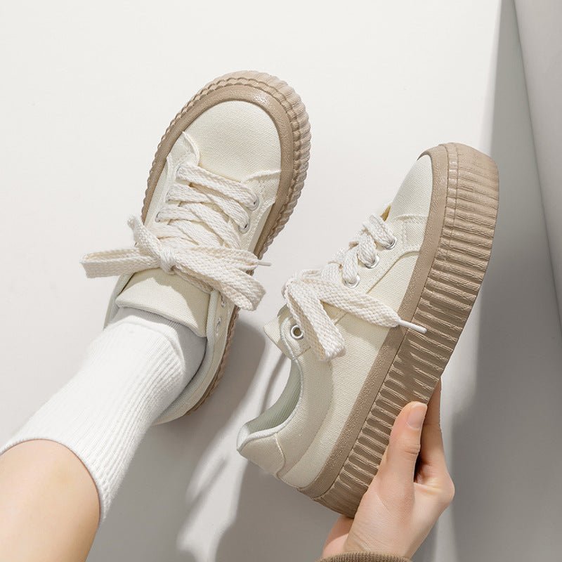 Women's Style Spring Simple Height Increasing Big Canvas Shoes Newgew
