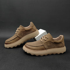 Men Minimalist Hollow Leather Breathable Casual Shoes Newgew Shoes