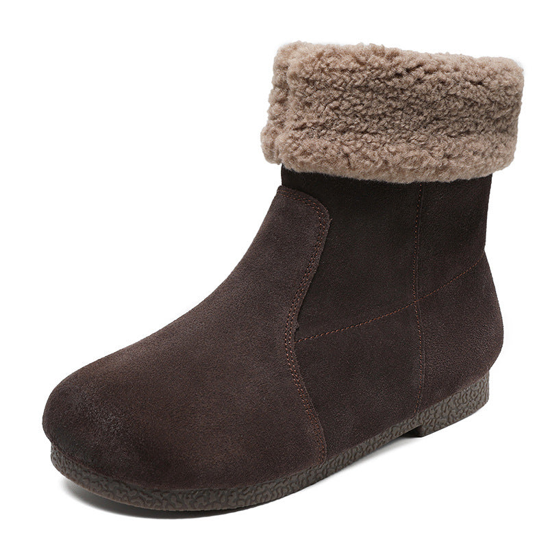 Women Minimalist Soft Suede Flat Snow Boots Newgew Shoes