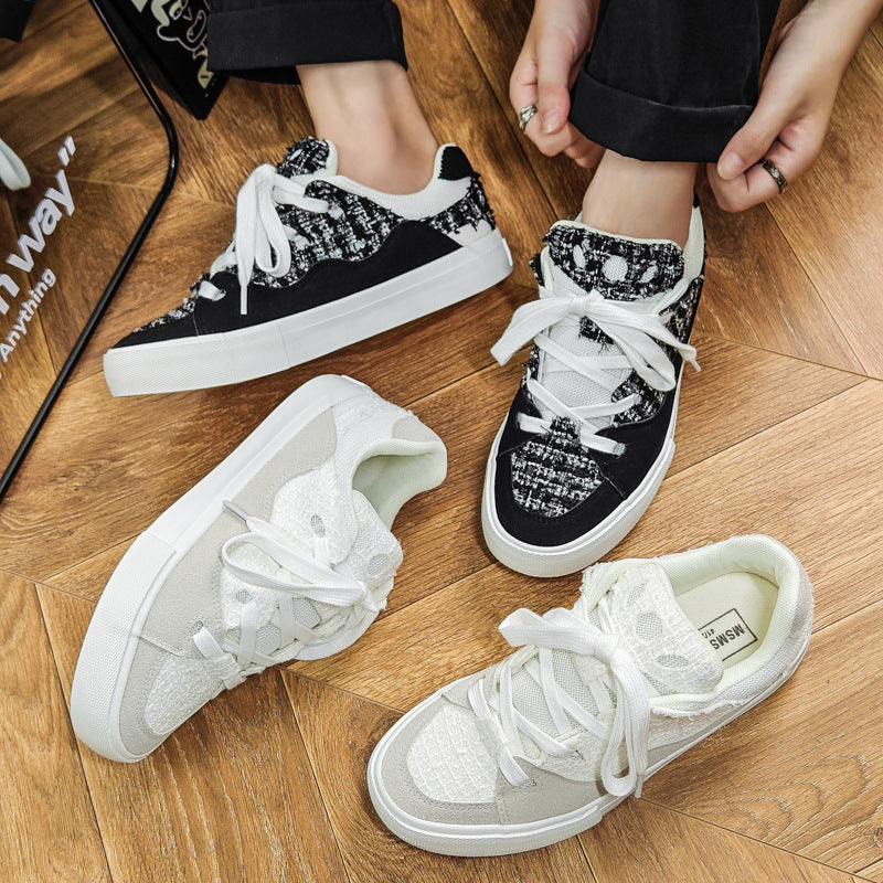 Men Fashion Patchwork Canvas Casual Skate Shoes Newgew Shoes