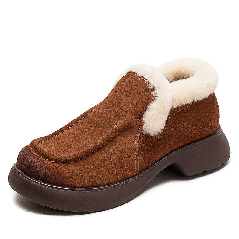 Women Retro Minimalist Thick Soled Furred Casual Shoes Newgew Shoes