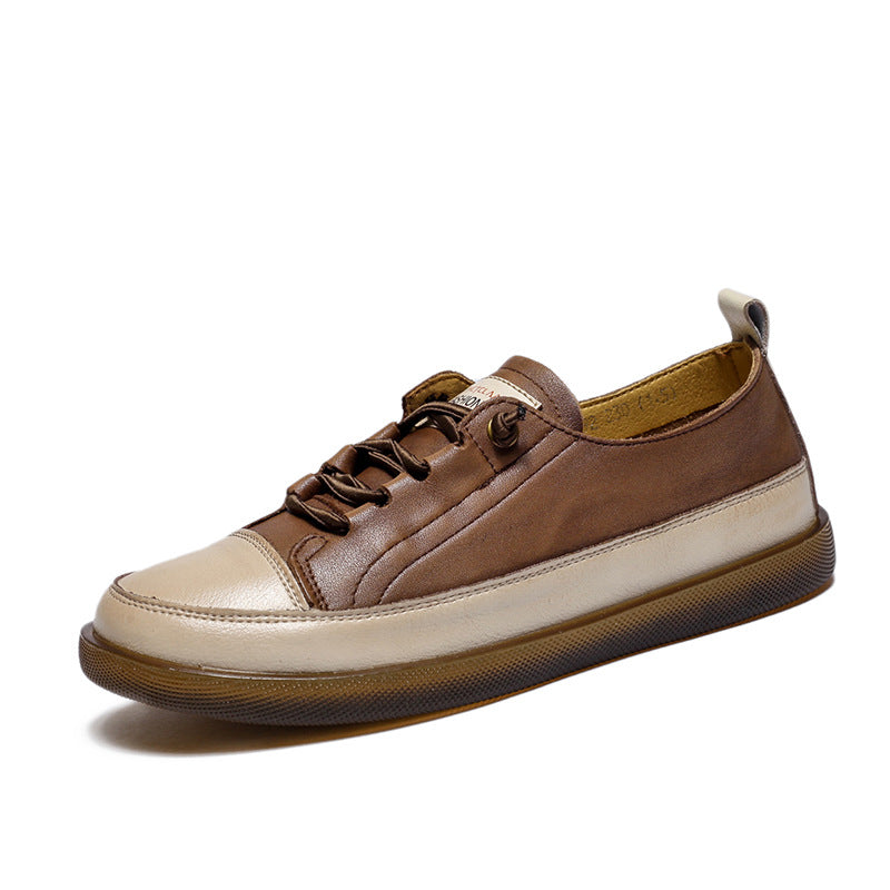 Women Leather Color Matching Soft Casual Shoes Newgew Shoes