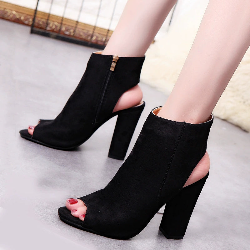 Pretty In Peep Toe Faux Suede Booties Newgew