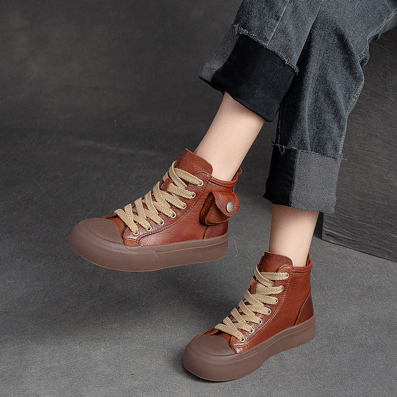 Women Retro Casual Leather Comfort Ankle Boots Newgew Shoes