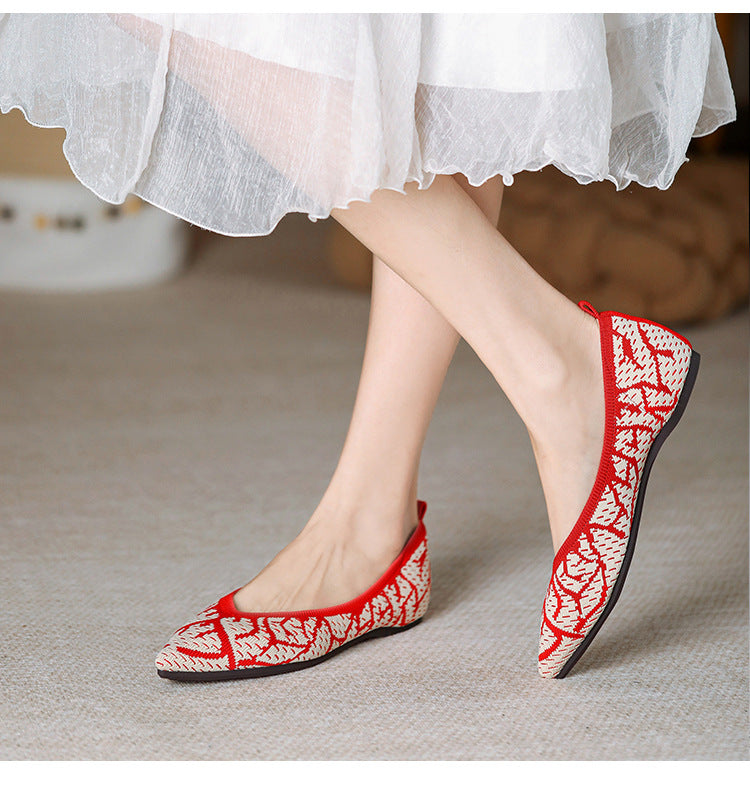 Pointed Knitted Egg Roll Flat Flying Woven Shoes NewGew