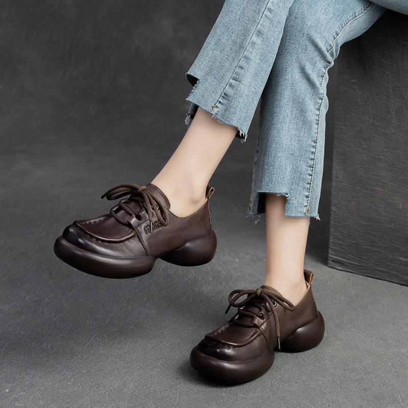Women Retro Leather Handmade Soft Casual Shoes Newgew Shoes