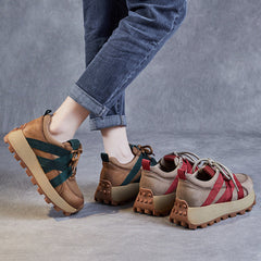 Women Retro Breathable Mesh Leather Thick Soled Shoes Newgew Shoes