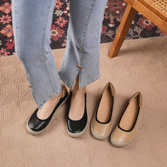 Women Retro Soft Leather Wedge Casual Shoes Newgew Shoes