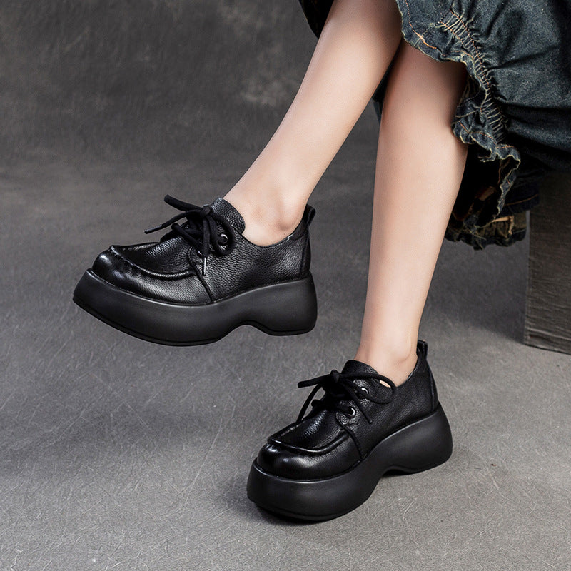 Women Minimalist Soft Leather Thick Soled Casual Shoes Newgew Shoes