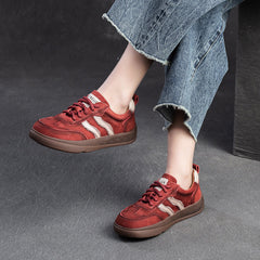Women Retro Patchwork Leather Comfort Flat Casual Shoes Newgew Shoes