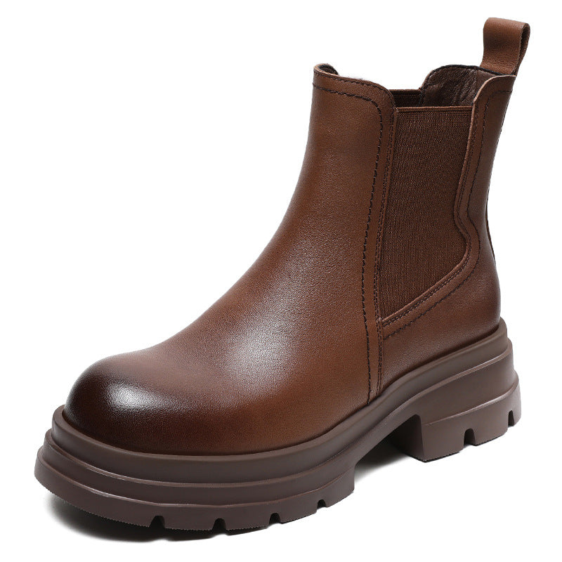 Women Minimalist Solid Leather Casual Boots Newgew Shoes