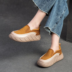 Women Spring Minimalist Leather Thick Soled Casual Shoes Newgew Shoes