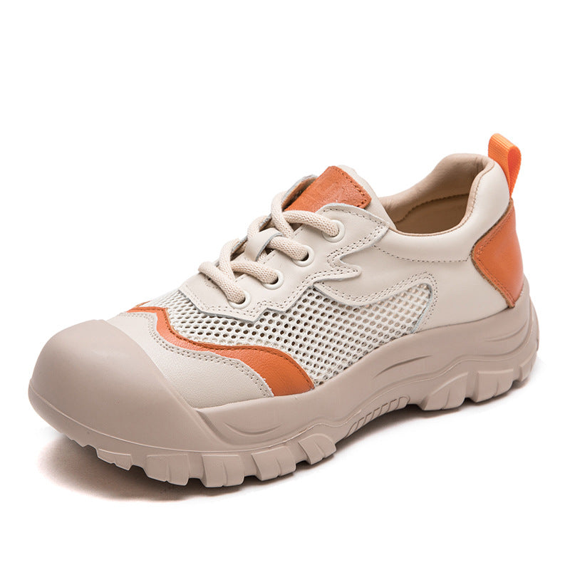 Women Fashion Breathable Mesh Leather Casual Shoes Newgew Shoes