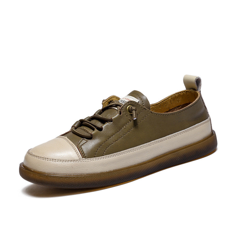 Women Leather Color Matching Soft Casual Shoes Newgew Shoes
