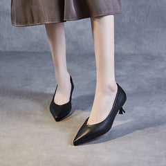 Women Minimalist Solid Leather Pumps Dress Shoes Newgew Shoes