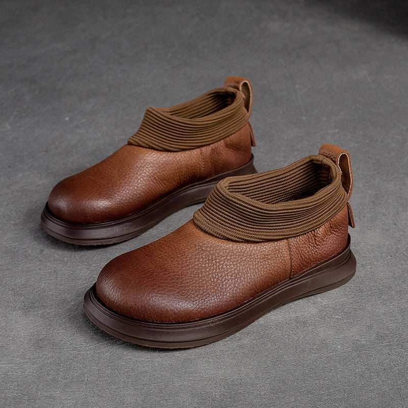 Women Retro Minimalist Leather Flat Casual Shoes Newgew Shoes