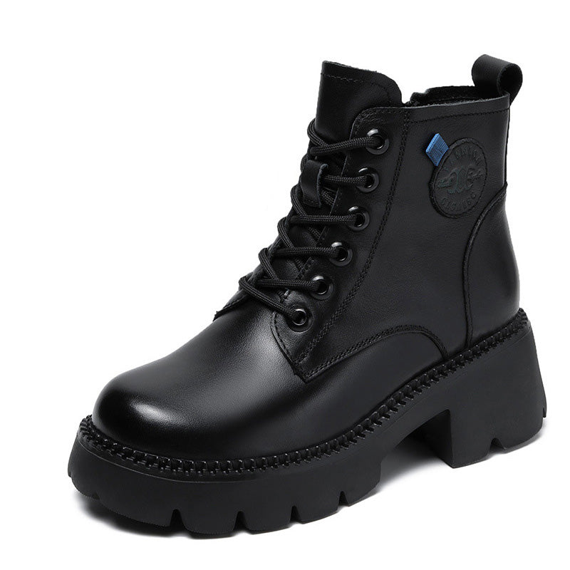 Women Retro Casual Soft Leather Platform Boots Newgew Shoes