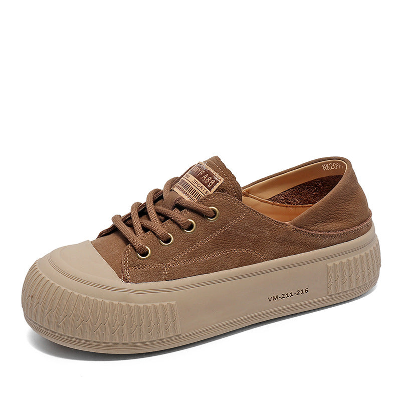Women Retro Minimalist Leather Soft Flat Casual Shoes Newgew Shoes