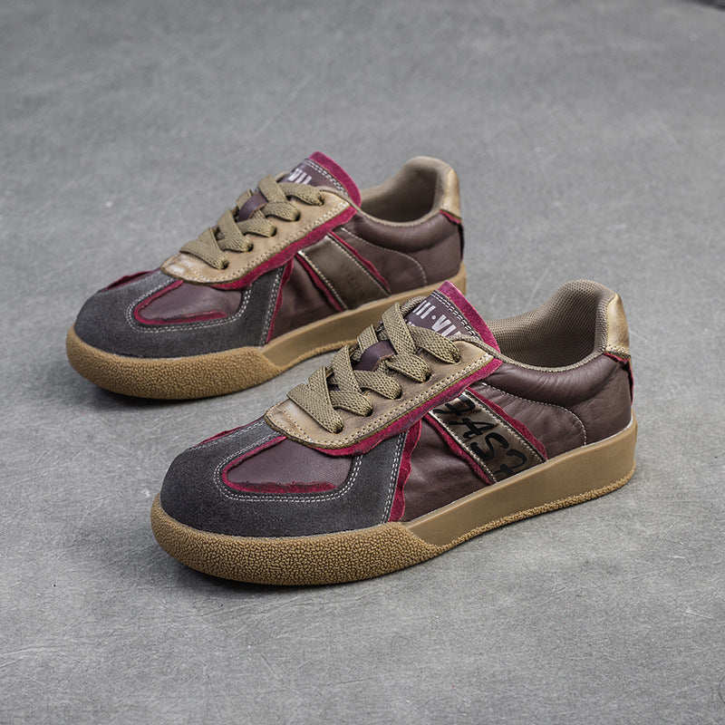 Women Patchwork Leather Flat Casual Training Shoes Newgew Shoes